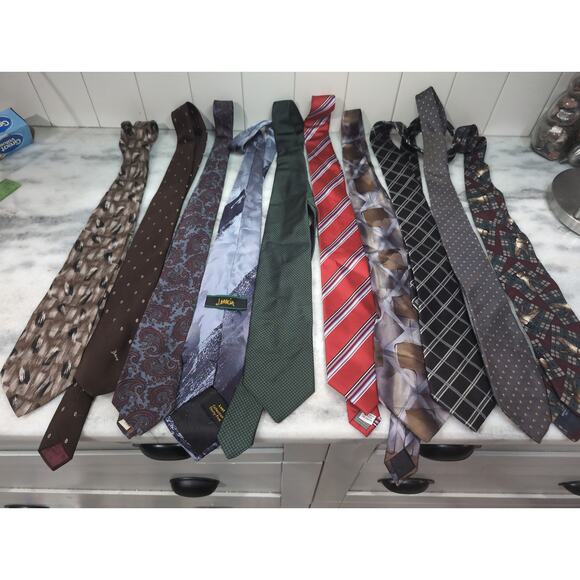 Bulk Neck Tie Lot 4, 10 Men's Ties Bundle, Assorted Patterns, Wholesale Tie Pack - Picture 1 of 8